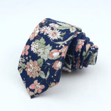 New Men's Floral Neck Ties Casual Cotton Slim Tie Skinny Wedding Party Suit Collar Flower Neckties Gravata Accessories Gift