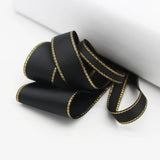 5 Meter/Lot Black Color Gold Edge Grosgrain Ribbon Satin Ribbon DIY Gift Packing Crafts Accessories 6mm 9mm 16mm 22mm 25mm 38mm