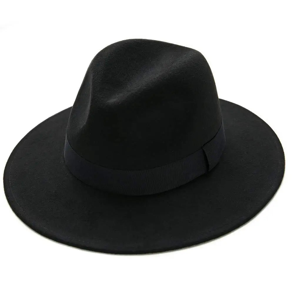 Free shipping black fedora hat unisex wide brim jazz top hat autumn winter classic elegant Panama hat gentleman hat wholesale