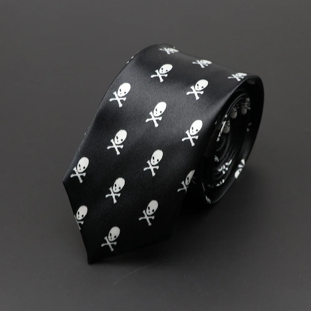 Fashion Casual Tie 5cm Skinny Slim Necktie Printing Skull Poker Smiling Face Symbol Hip Hop Boy Novelty Accessories Necktie Gift