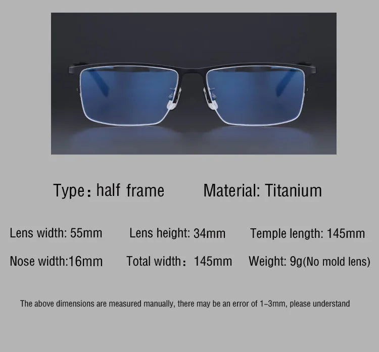Pure Titanium Glasses Frame Men Titanium Alloy Prescription Eyeglasses Silver Super Light Spectacles Optical Glasses Frame