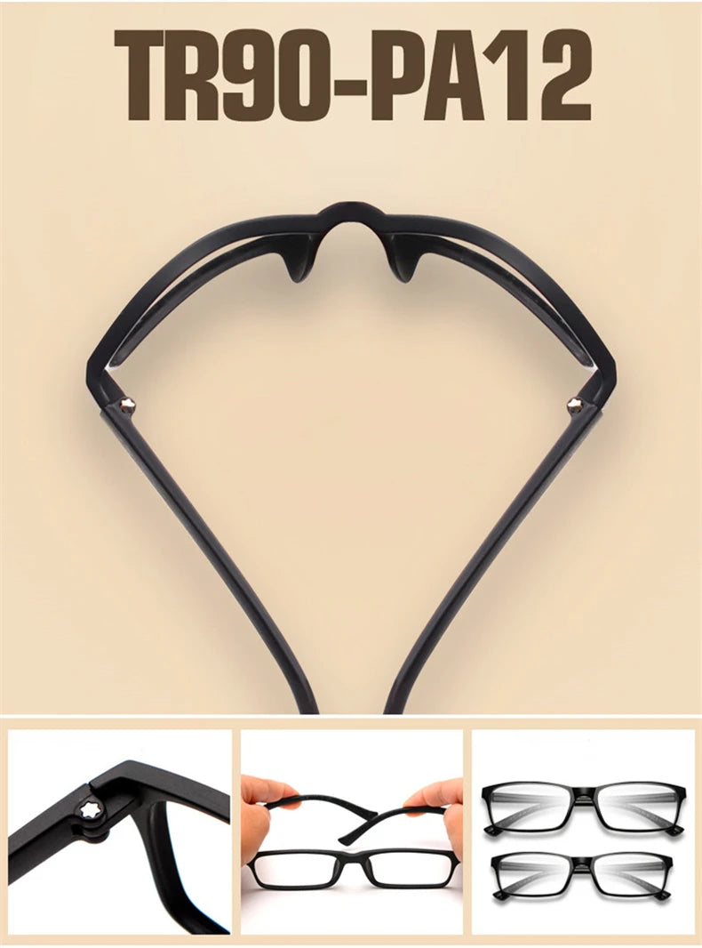 Men's And Women's Finished Myopia Glasses TR90 Frames And Aspherical Anti Blue Ray Photochromic Lenses SPH 0~-6.00 CYL 0~-2.00