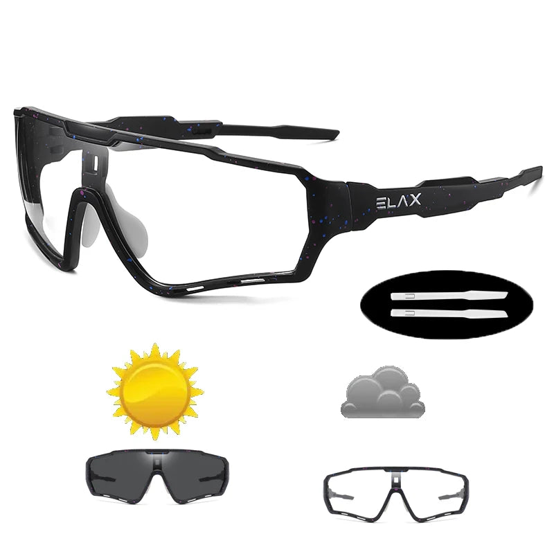 ELAX Brand New Style Photochromic Sunglasses Sports Men Women Mtb Bike Bicycle Eyewear Cycling Glasses