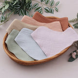 New Solid Colour Water Absorption Baby Bibs Soft Cotton Triangle Scarf Saliva Towel Newborn Snap Button Burp Cloths Baby Stuff