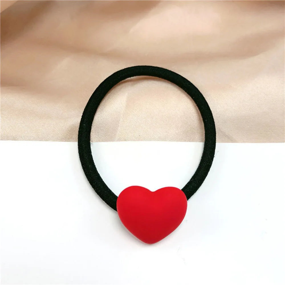 High Elastic Heart Pearl Round Shape Rubber Bands For Women Hair Band Kids Children Sweet Candy Color Hairbands Hair Accessories