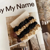 1 Set Satin Silk Solid Color Scrunchies Elastic Hair Bands New Women Girls Hair Accessories Ponytail Holder Hair Ties Rope