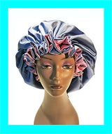 Leopard Print Satin Bonnet Cap Wide Rubber Band Nightcap Hair Care Hat