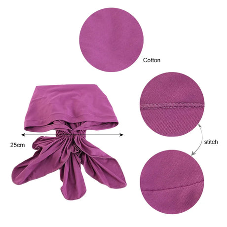 Muslim Bamboo Pre-Tied Scarf Chemo Bonnet Caps Women Turban Hat Headwear Headscarf Wrap Cancer Bandanas Hair Accessories