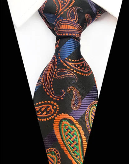 New Design Paisley Plaid Jacquard Woven Silk Mens Ties Neck Tie 8cm Striped Ties for Men Business Suit Business Wedding Party