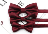 3 Sizes Parent-Child Bowtie Set Solid Color Lovely Kids Pet Family Butterfly Pink Champagne Blue Wine Red Cute bow tie Accessory