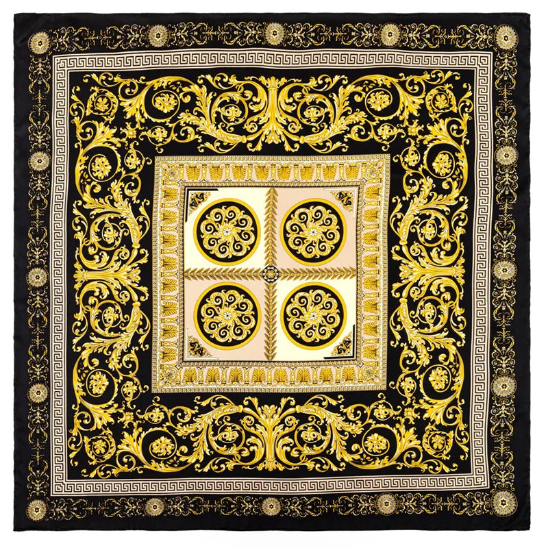 POBING Manual Hand Rolled Twill Silk Scarf Women Retro Cashew Square Scarves Echarpes Foulards Femme Wrap Bandana Hijab 90CM