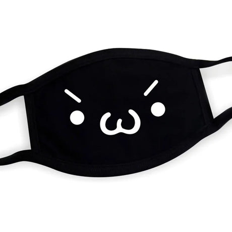 Super Cute Expression Smile Breathable Mouth Face Mask For Korean Black Kpop Unisex Kawaii Face Mouth Muffle Mask Cotton Anime