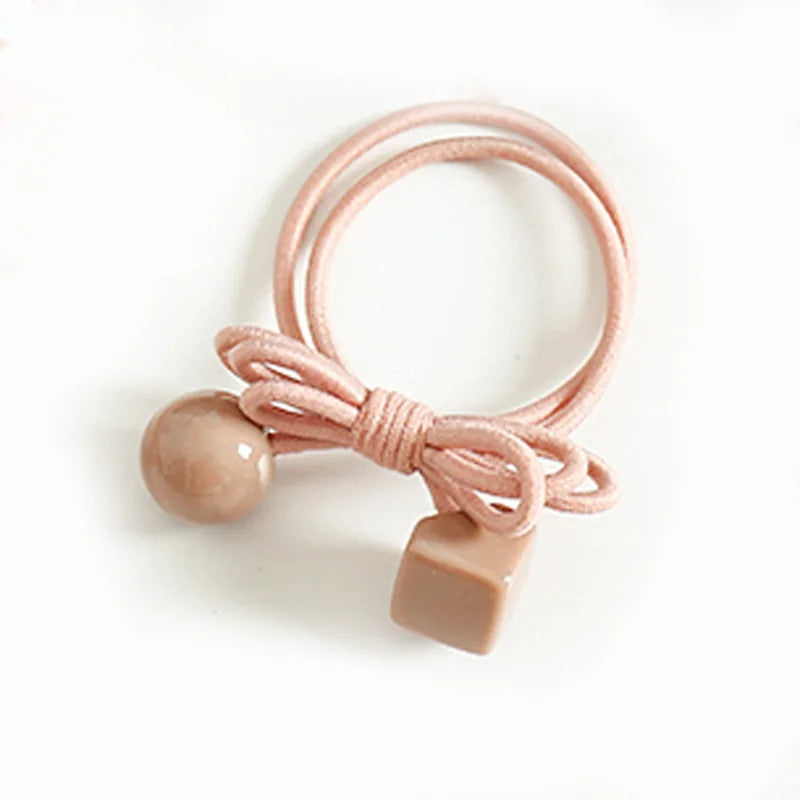 Pink Elastic Hair Bands Cute Rabbit Round Beads Heart Strawberry Rubber Band For Baby Girls Children Women Hair Accessories Gift