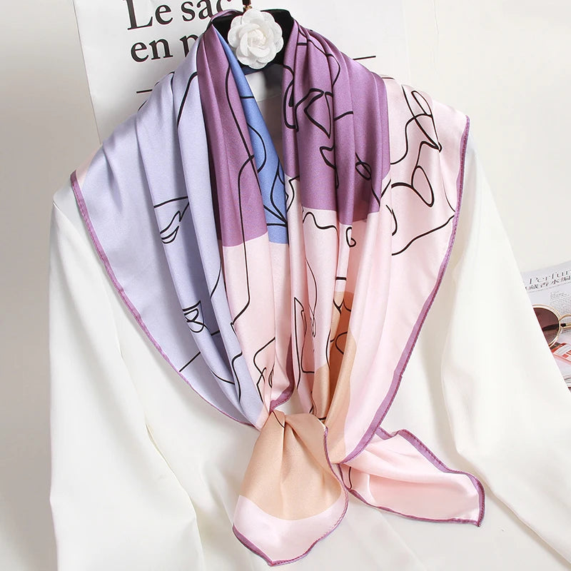 Women 100% Real Silk Square Scarf for Gift Hangzhou Pure Silk Neckscarf Wraps Christmas Day Present Square Silk Scarves Bandanas