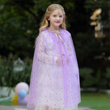 Colourful Princess Cape Cloaks for Little Girls Christmas Halloween Custome Cosplay Party Dress Shiny Sequin Shawl