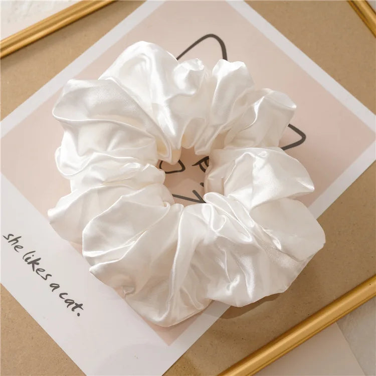 Hot Girls Super Wide Smooth Colorful Hair tie Hair Elastics Bands for Hair Large Satin Scrunchie Hair Accessories 2021 for Women