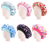 Kids Girls Sleep Cap Floral Print Hair Bonnet Satin Night Sleep Hat Turban Sleeping Hat Children Hair Care Bonnet Nightcap Caps
