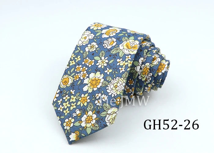 New Men's Floral Neck Ties Casual Cotton Slim Tie Skinny Wedding Party Suit Collar Flower Neckties Gravata Accessories Gift