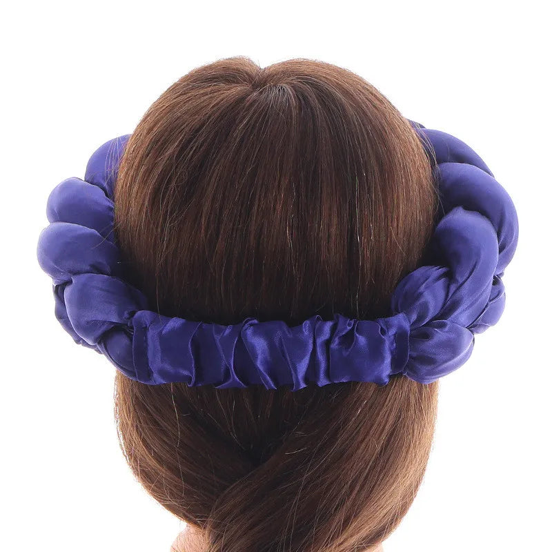Exaggerated Big Braid Head Band African Raw Silk Turban Cap for Women Lady Nigeria Wedding Party Headpiece Female Headband Mujer