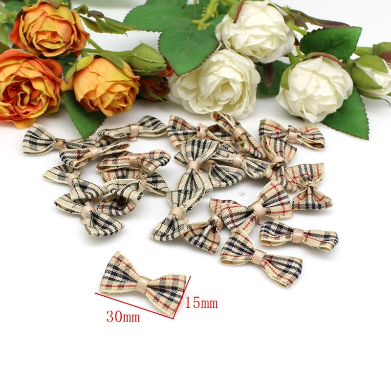 50pcs/lot Cute Handmade DIY Small Polyester Satin Ribbon Bow Tie Wedding Scrapbooking Embellishment Crafts Accessory Decoration