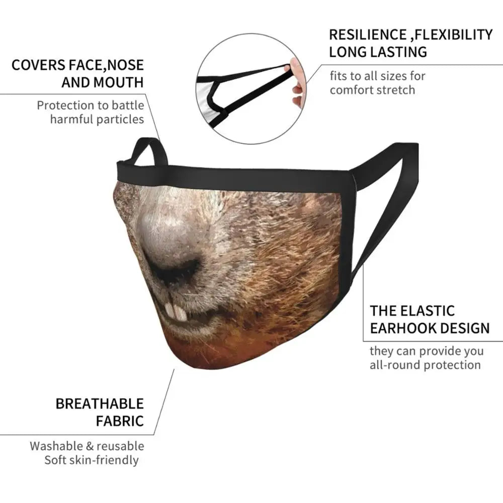 Beaver Face Adult Kids Anti Dust DIY Scarf Mask Beaver Teeth Wild Smile Smiling Face Lips Animal Nature Funny Pet Hairy Friend