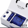 Brand 100% Silk Ties Gift box Office  Men Classic Party Wedding striped 7.5cm Silk Wedding  Floral Tie Necktie Handkerchief Set