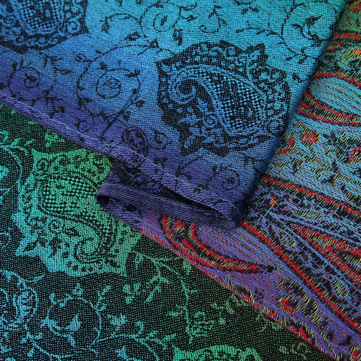 Colourful Paisley Pashmina Silk Scarf Shawl Stole Headscarf Neck Wear Woven Jacquard For Lady Women With Tassel 70x180cm 200g