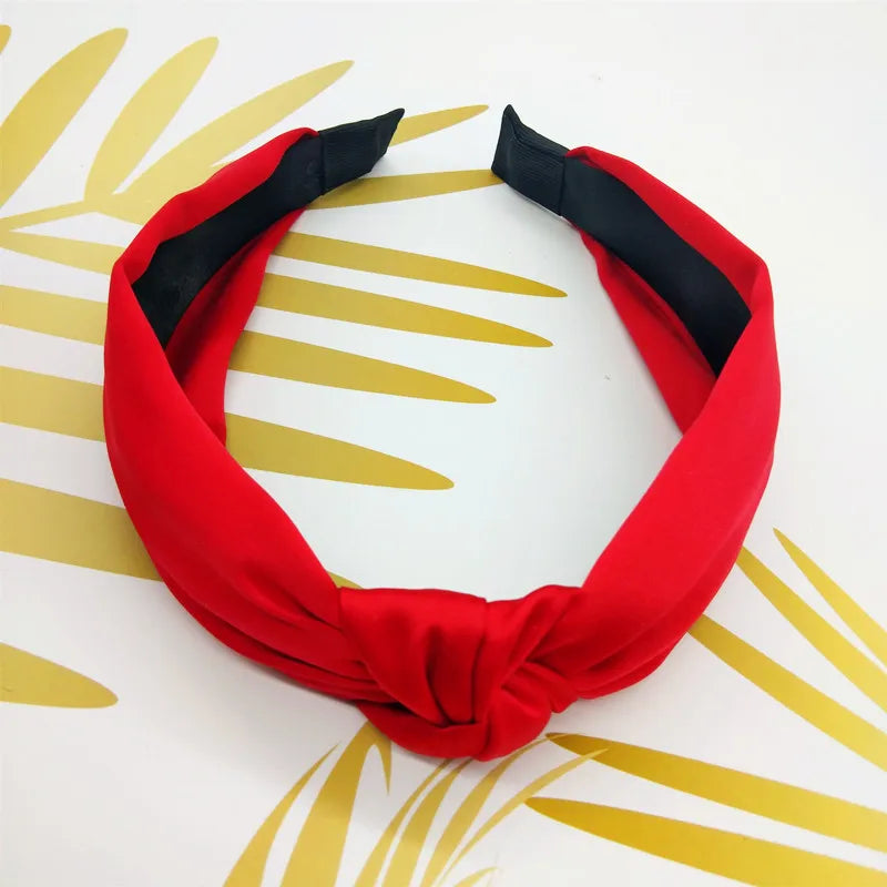 Fashion Top Knot Satin Headbands Wide Fabric Makeup Hairbands for Women Girls Ladies Washing Hair Hoops Bezel Hair Accessories