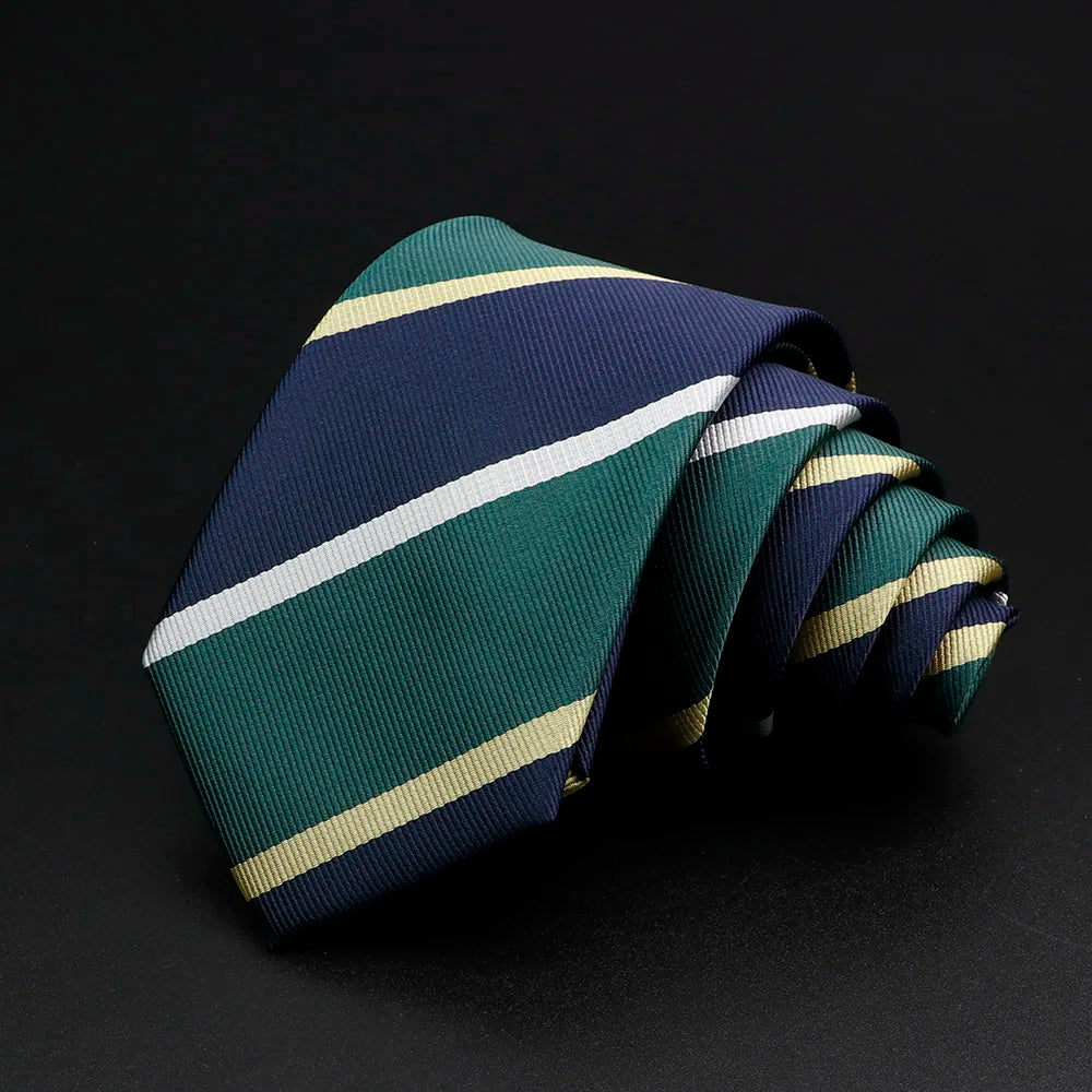 New Men's Tie Classic Stripe 7cm Jacquard Red Blue Green Necktie Daily Wear Cravat Wedding Party Dress Accessories Gift For Man