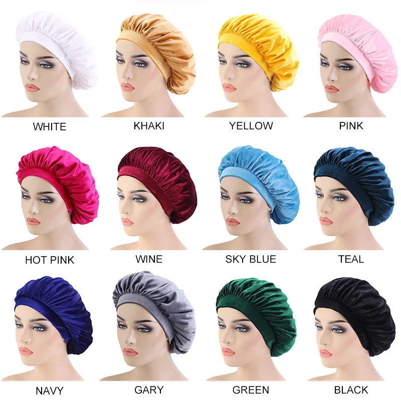 New velvet high elastic wide-brimmed nightcap flannel round hat chemotherapy hat scarf hat