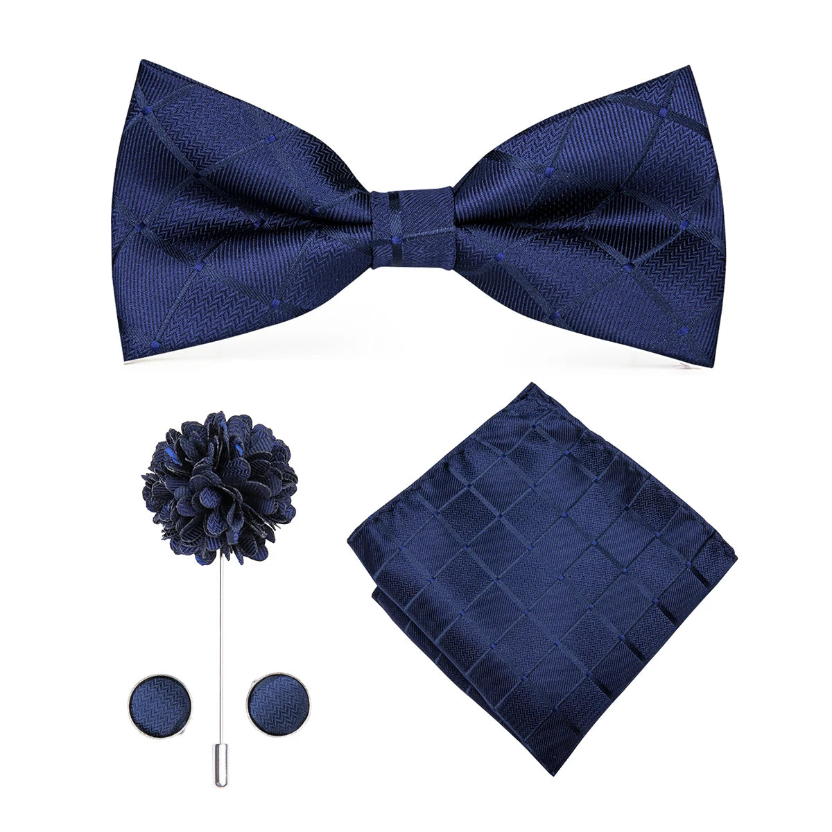 Hi-Tie Luxury Gold Silk Bow Ties for Men Fashion Men's Yellow Bowtie Handkerchief Cufflinks Brooch Set butterfly  Wedding Set