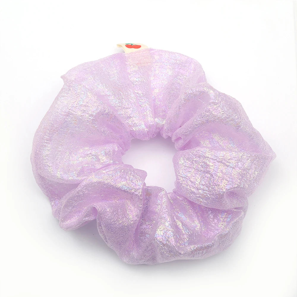 Metallic Laser Elastic Hair Band for Girls Shiny Transparent Scrunchies for Hair Rubber Ties Ponytail Holder Solid Stretch