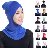 Niqab Hijab Muslim Women Solid Color Stretch Head Scarf Wrap Turban Islamic Underscarf Bonnet Overhead Headwear Inner Cap Ninja