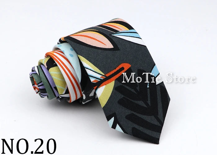 New Floral Tie For Men Women Skinny Casual 100% Cotton Casual Flower Print Skinny Neck Tie For Wedding Party Suits Tie Cravat