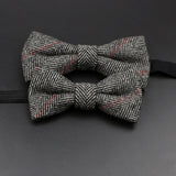 Brand New Wool Bowtie Woven Plaid Stripped Formal Bow Tie Brown Grey Butterfly Mens Wedding Party Dress Shirt Suit Accessories