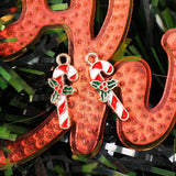 Christmas Candy Cane Enamel Charms for Earrings Necklace Diy Pendant Flower Charm Xmas Tree Decoration Beads Jewelry Making