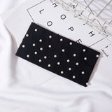 Bow Women's Headbands Pearls Head Bands Knitted Turban Bandana Autumn Winter Elastic Hairband Warm Hair Accessories Headdress