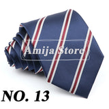 New Men's Formal Tie Striped Blue Gray Necktie 8cm Wide Tie Gift For Man Office Wedding Party Cravat Man Accessories Daily Wear