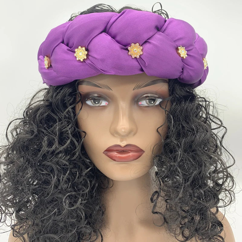 Bronzing Fabric Women's Headbands Elastic Braids Hair Bands Female Turban Cap Party Headwear Accessories Fashion Bandage Bandana