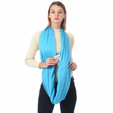 180CM women zipper pocket scarf infinity scarf solid color woman storage item scarf bib ring scarves warm sweat cloth travel