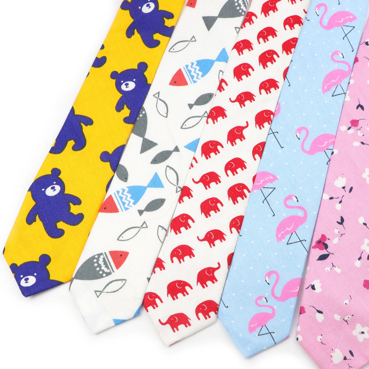 Cotton Floral Cartoon Animal Vintage Kids Child Girl Casual Necktie Cute Dog Duck Chicken Bear School Daily Skinny Small Ties