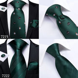 DiBanGu Green Teal Ties For Men Hanky Cufflinks Set 17 Styles Necktie For Male Business Wedding Party Mens Ties New Arrival Tie