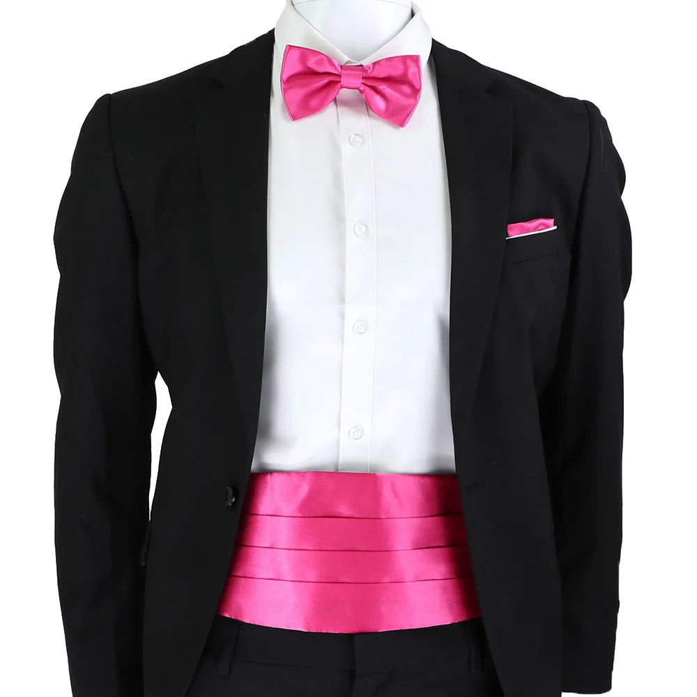New Fashion Mens Cummerbund Bow Tie Brooch Set Black Red Blue   Waist Seal For Formal Tuxedo Business Suit Dinner Accessories