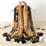 180*90cm Women Silk Female Classic Leopard Scarves Ladies Beach Wrap Chiffon Shawl Soft Sunscreen Foulard Muffler Bandanna Pareo