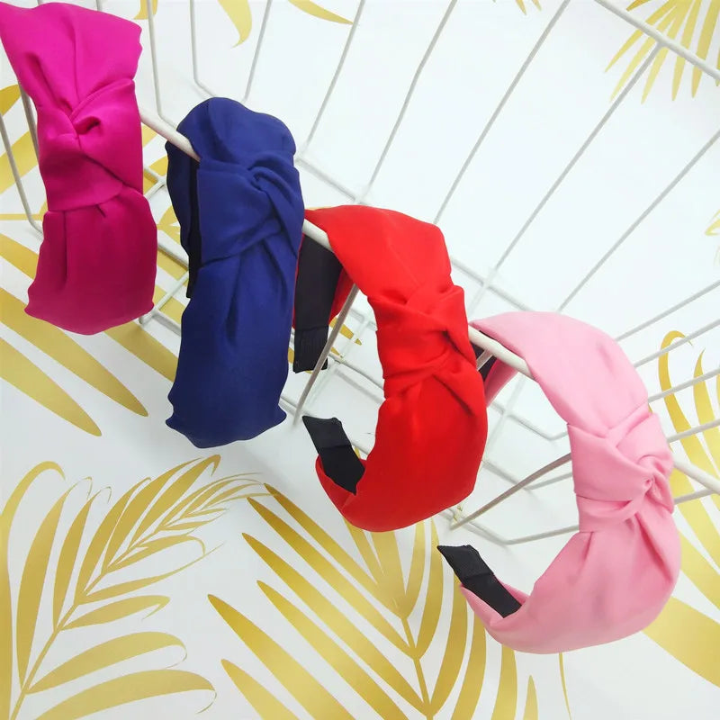 Fashion Top Knot Satin Headbands Wide Fabric Makeup Hairbands for Women Girls Ladies Washing Hair Hoops Bezel Hair Accessories