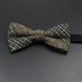 Brand New Wool Bowtie Woven Plaid Stripped Formal Bow Tie Brown Grey Butterfly Mens Wedding Party Dress Shirt Suit Accessories