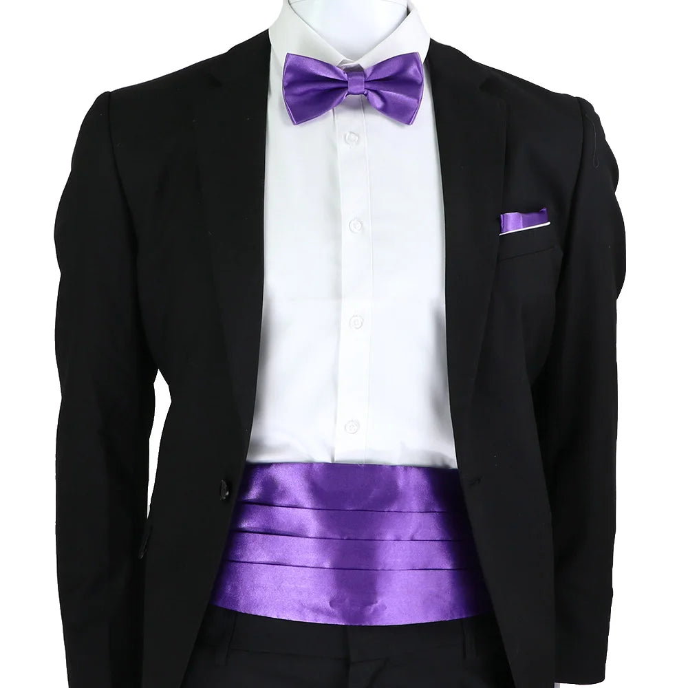 New Fashion Mens Cummerbund Bow Tie Brooch Set Black Red Blue   Waist Seal For Formal Tuxedo Business Suit Dinner Accessories