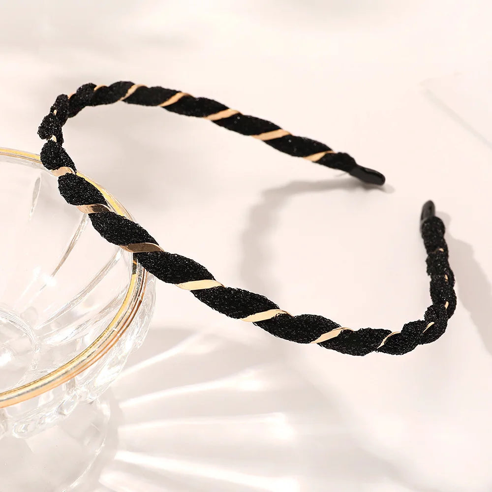 Organza Hairbands For Women Cross Weaving Hair Hoop Bands Korea Fashion Bright Silk Metal Headband Girls Hair Accessories Turban