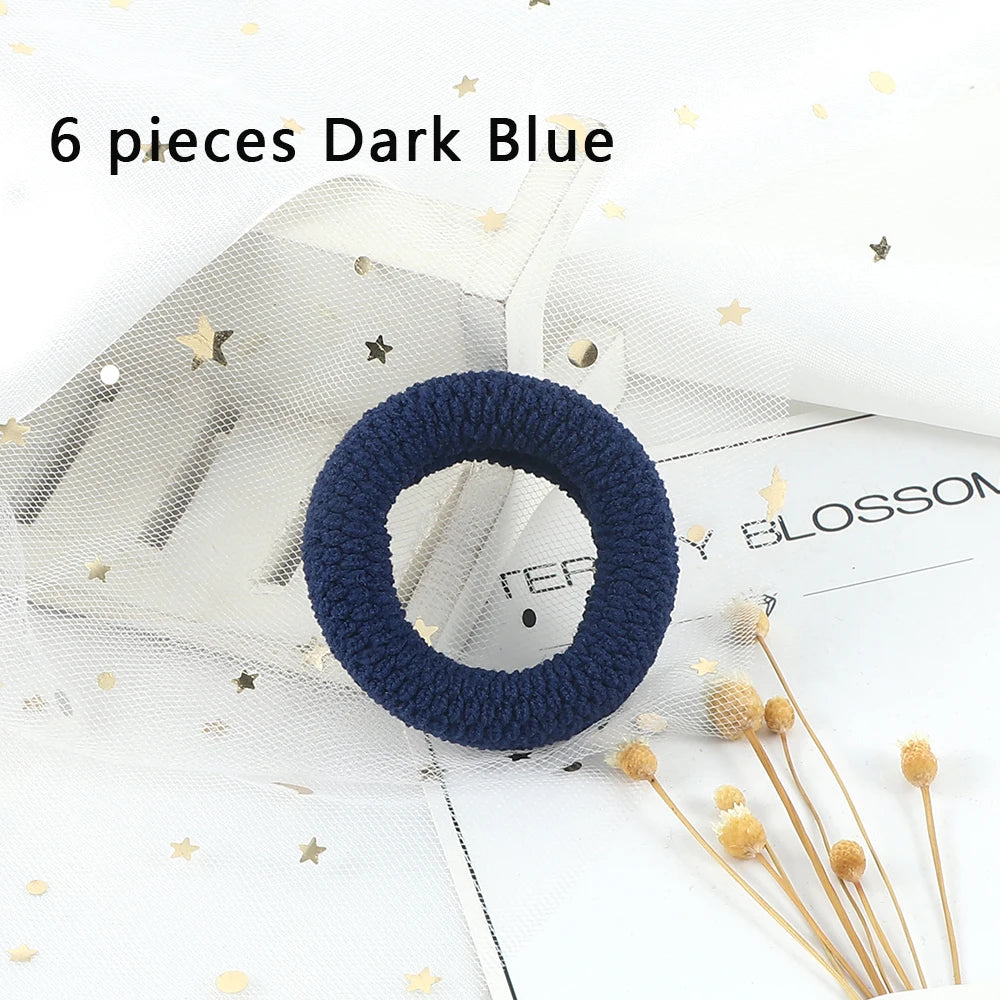 6Pcs/Lot Solid Color Basic Rubber Bands Simple High Elastic Hairband Girls Headwear Headband Fashion Women Gum Hair Accessories