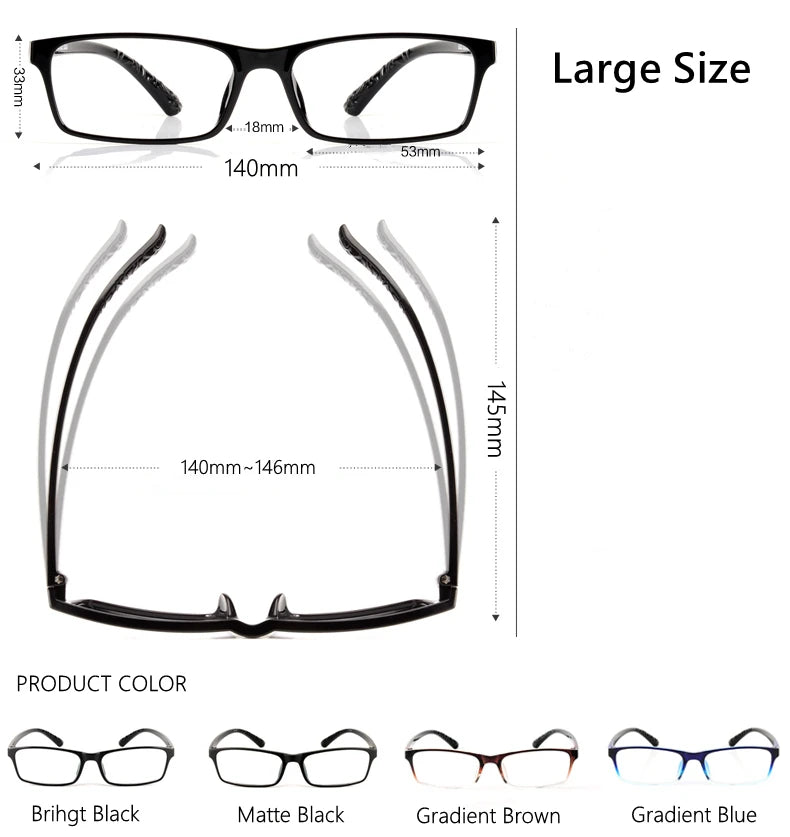 Men's And Women's Finished Myopia Glasses TR90 Frames And Aspherical Anti Blue Ray Photochromic Lenses SPH 0~-6.00 CYL 0~-2.00
